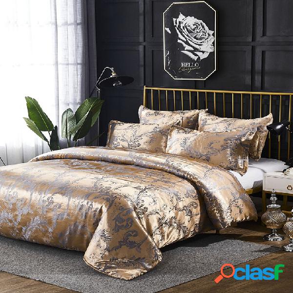 Conjuntos de edredom em estilo de seda de luxo rainha Satin