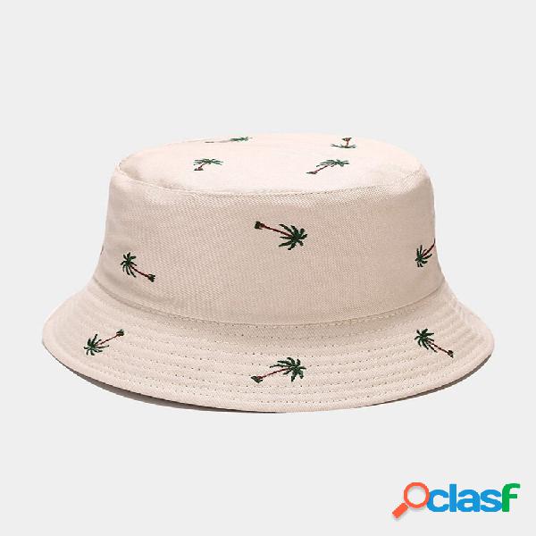 Unissex Algodão Cor Sólida Coco Tree Padrão Bordado Moda
