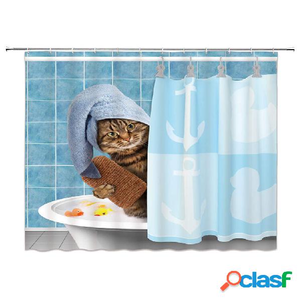 180 * 180 cm Simulação Gato bonito Banho Banheiro Cortina