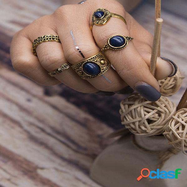 5pcs Bohemian Ring Vintage Turquesa Knuckle Ring
