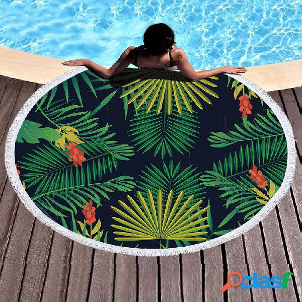 Summer Folha Flower Animal Round Praia Toalha Com Tassel