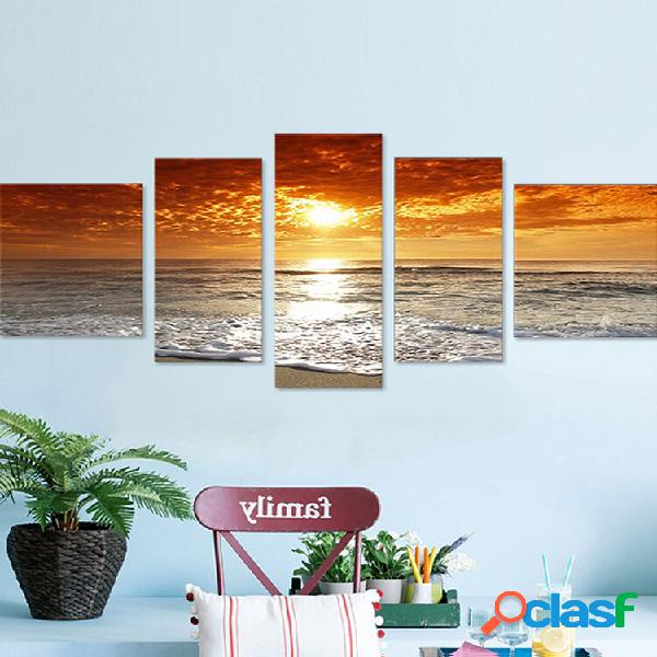 5 peças Seascape Canvas Painting Emoldurado / sem moldura