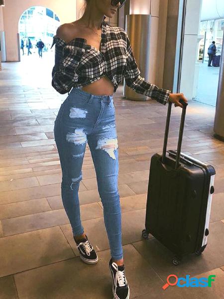 Blue Random Ripped Design Denim Jeans