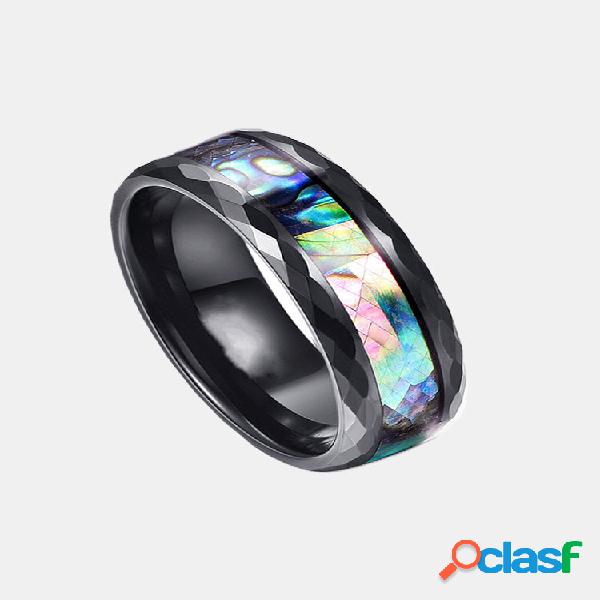 Brief Vintage Embutidos Colorful Shell Titanium Steel Rings