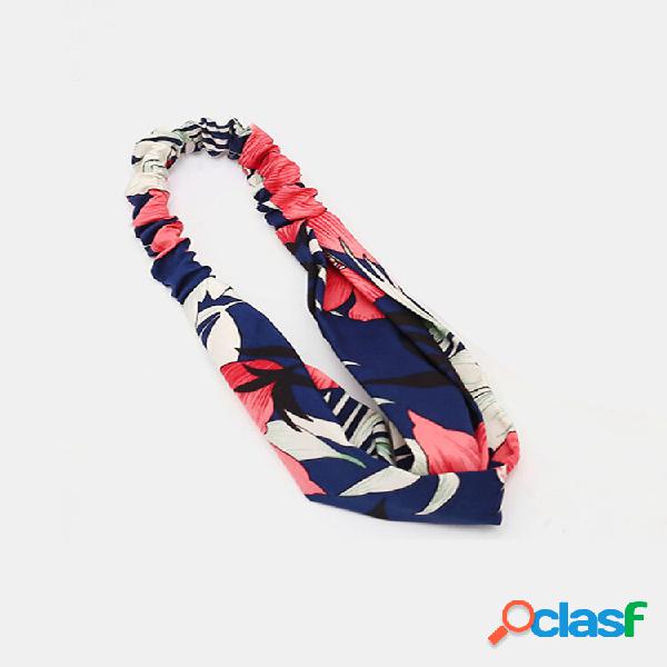 Elástico Cabelo Banda Chiffon Silk Headband Imprimir Cross