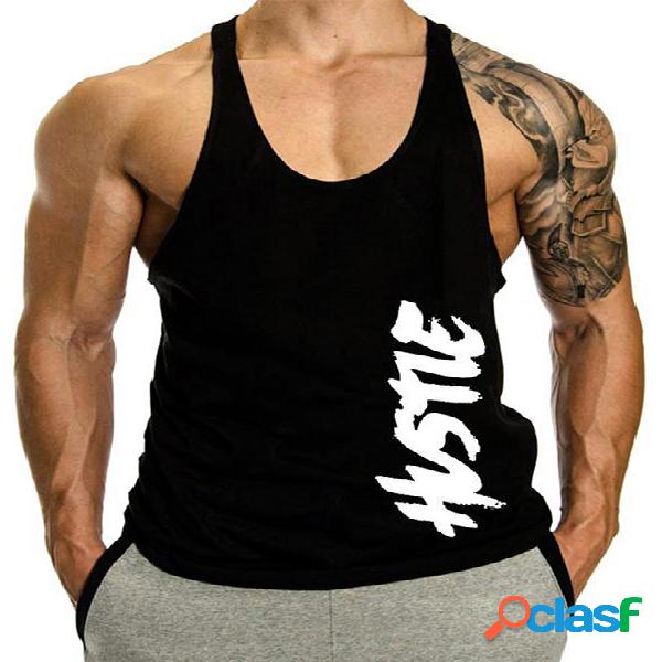 Masculino verão esportivo algodão Soft liso carta Aptidão