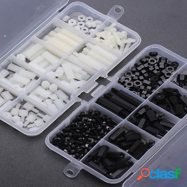 Suleve ™ M3NH6 300Pcs M3 Nylon Parafuso Branco e Preto Hex