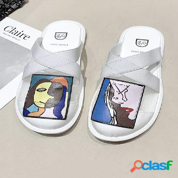 Women Casual Printing Pattern Round Toe Light Weight Flat