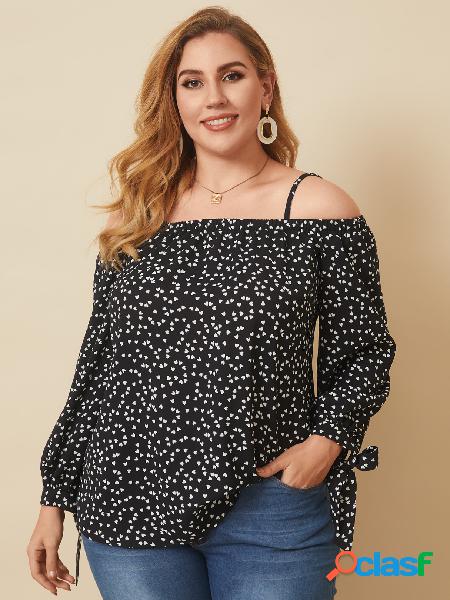 YOINS Plus Blusa de manga comprida tamanho Cold Shoulder