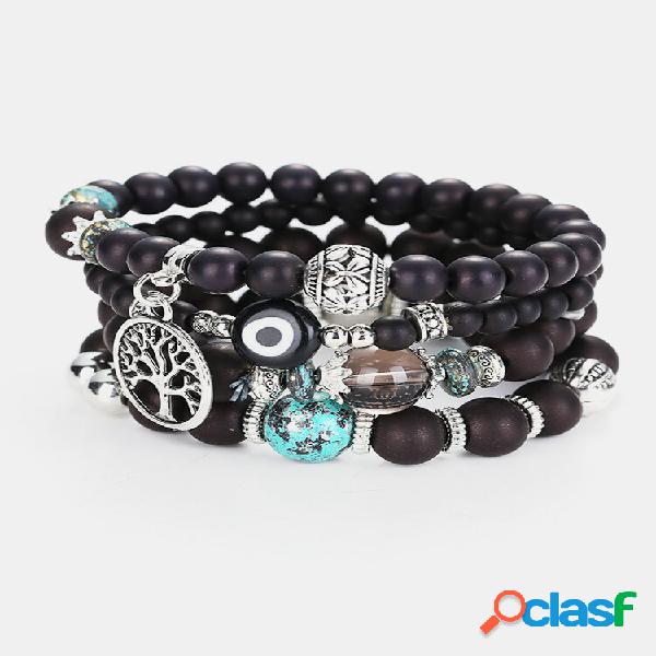 Bohemian Hollow Tree of Life Contas elásticas pulseira