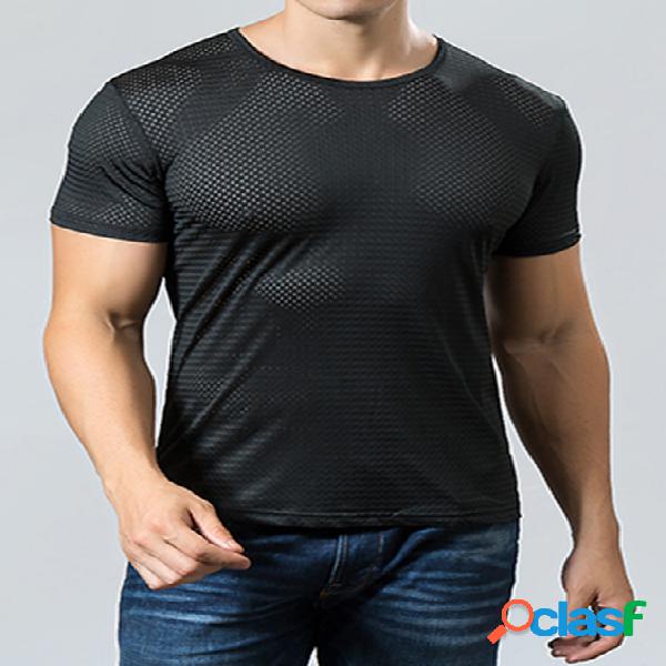 Camiseta masculina de verão esportiva de secagem rápida