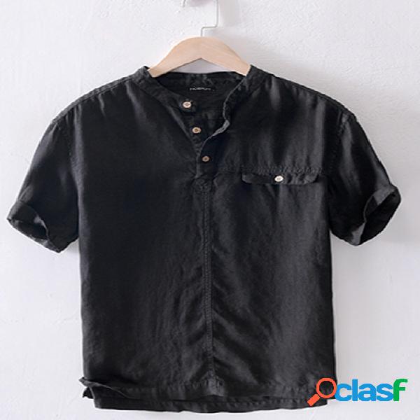 INCERUN Homens Linho Estilo Chinês Manga Curta Camisa