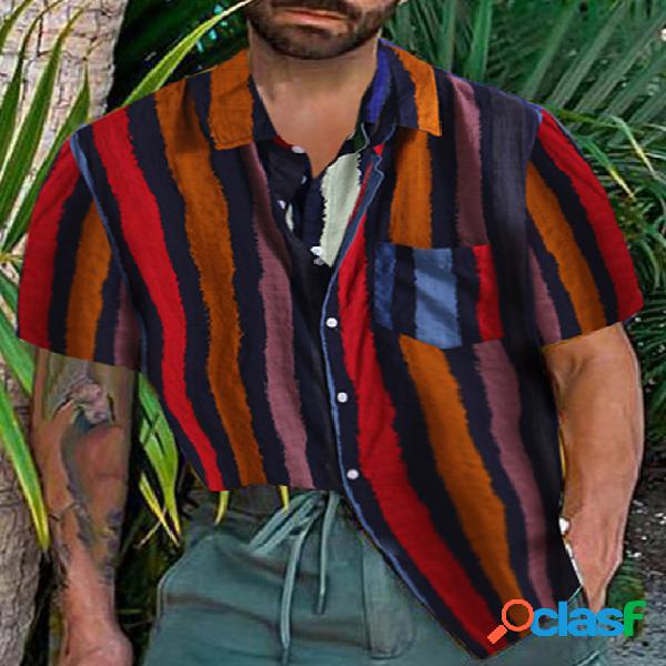 INCERUN Masculino multicolor listrado casual Camisa