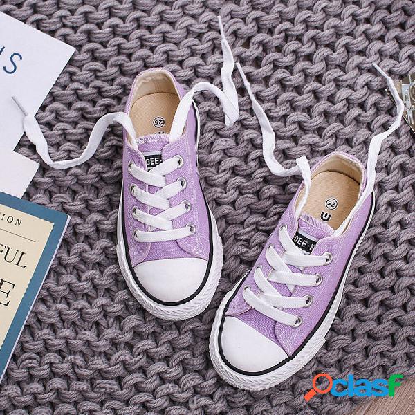 Unisex Kids Canvas Low Top Confortável Wearable Lace Up