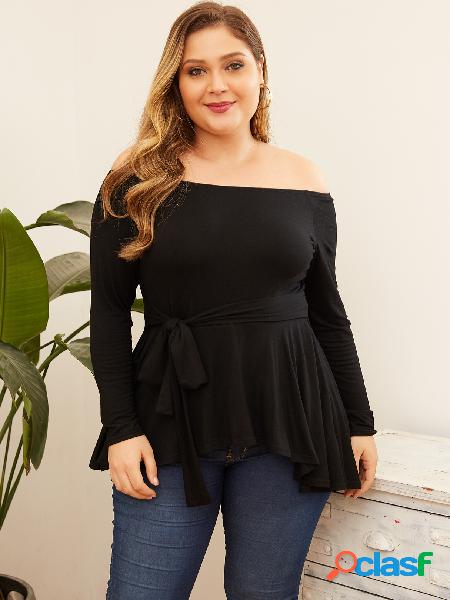 YOINS Plus Blusa Tamanho Preto Sem Amarração Design