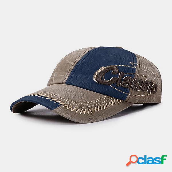 Collrown masculino algodão patchwork contraste cor carta