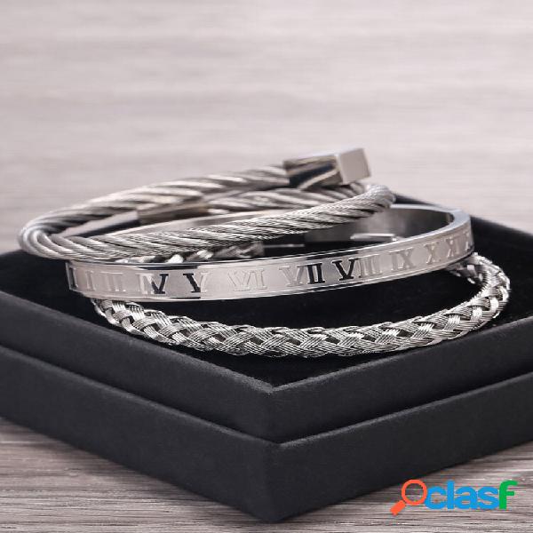 Conjunto de 3 unidades de pulseira vintage Wild Men Pulseira