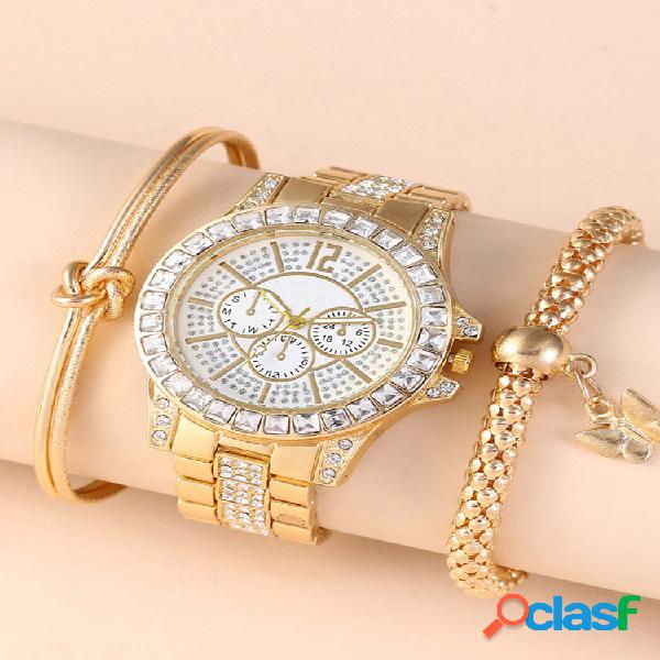 3 Pçs / Conjunto Liga Mulher Negócios Casual Watch