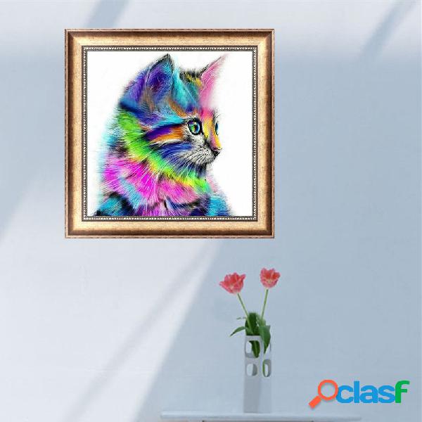 30x30cm 5D DIY Cross-stitch Colorful Cat Diamond Printing