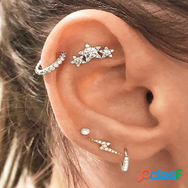 5 peças de cravo de estrelas de cristal da moda Brincos