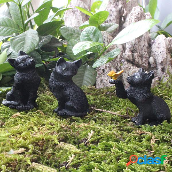 6 PCS Resina Fofa Preto Kit de Decoração de Jardim para