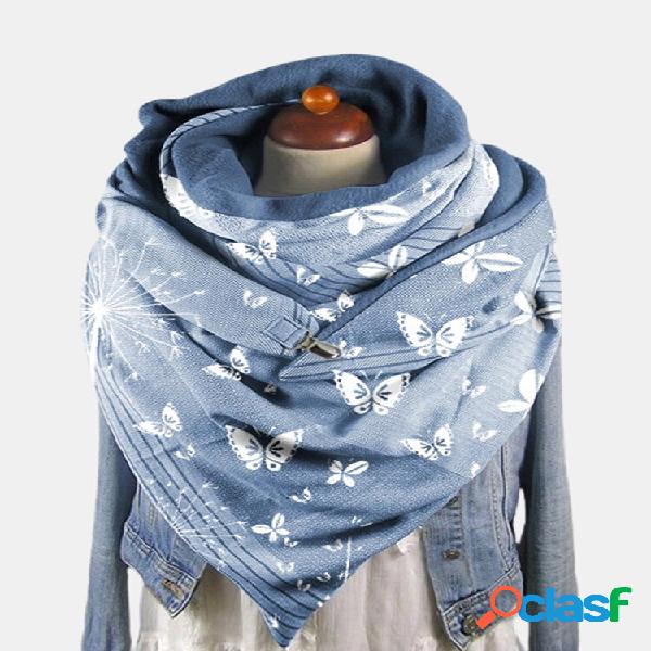 Cachecol feminino borboleta Dacron Padrão com fivela casual