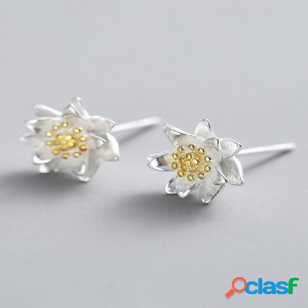 Ethnic 925 Sterling Silver Brincos Elegant Classic Lotus