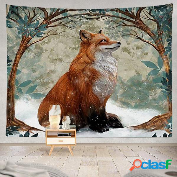 Fox And Tree Padrão Tapeçaria Art Home Decoration