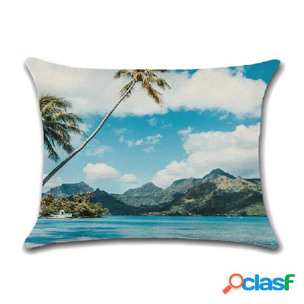 Fronha de praia Sky And White Cloud Coco Tree Beach Linen