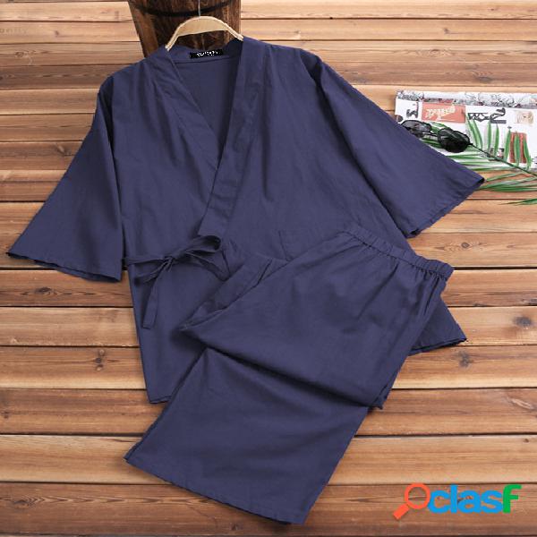 INCERUN Conjunto de pijamas de pijama masculino quimono de