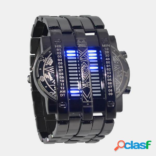 Personalidade Full Steel Men Watch LED Pulseira militar