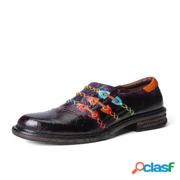 Sapatos Mocassins Étnicos Retrô Socofy estampados com
