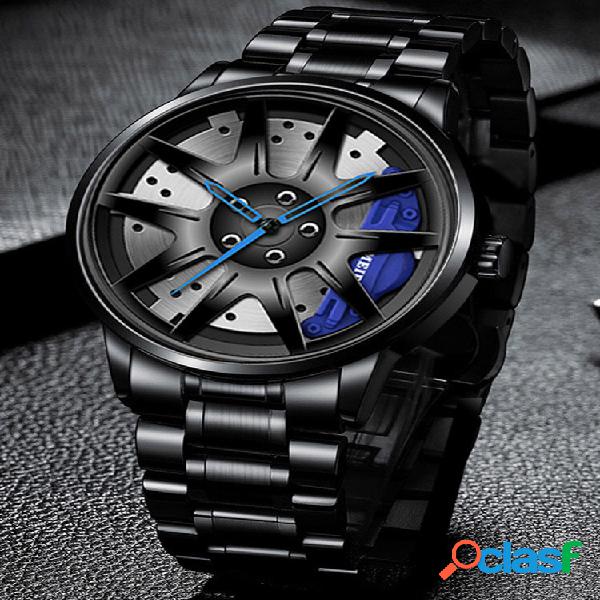 12 Cores Aço Inoxidável PU Homens Negócios Watch Ponteiro