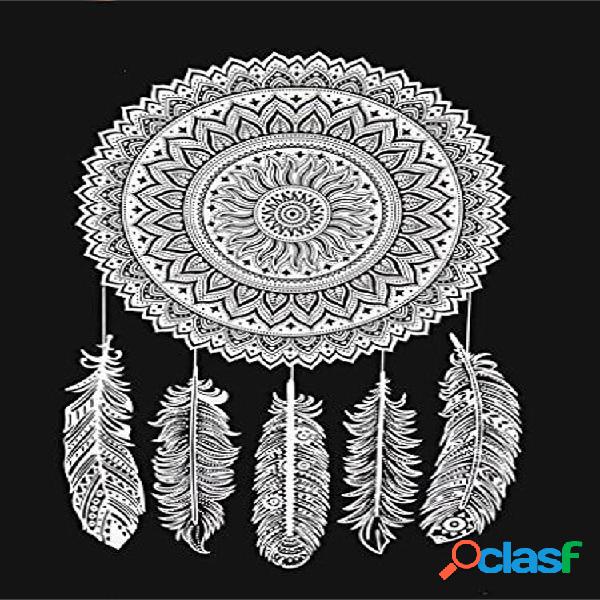 210x145cm Dream Catcher Preto e branco Mandala Tapestry Wall