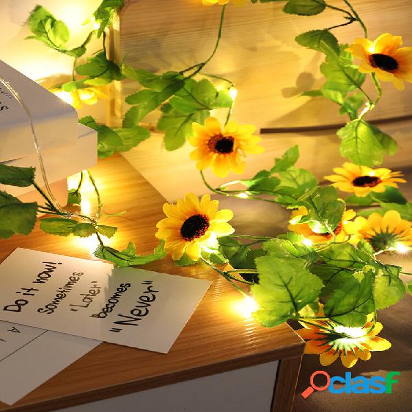 Simulação 20LED Luzes de corda de girassóis penduradas em