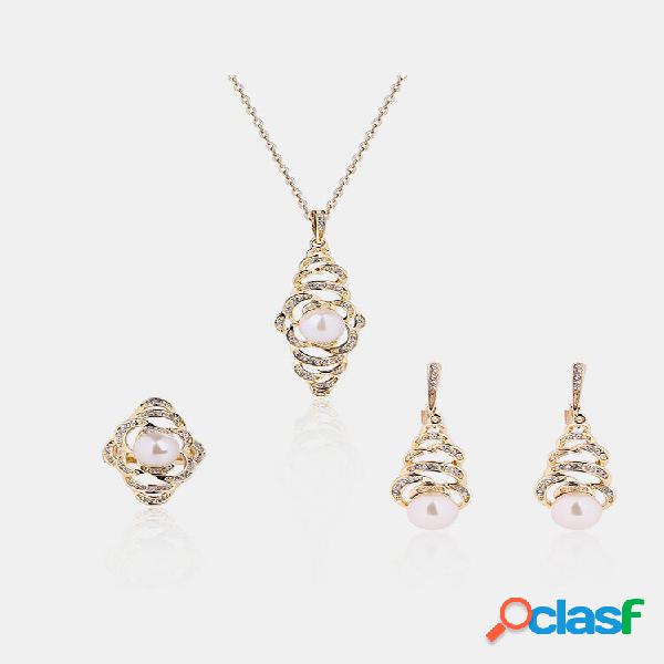 Jóias na moda Set Rhinestone Pérola Especial Brincos