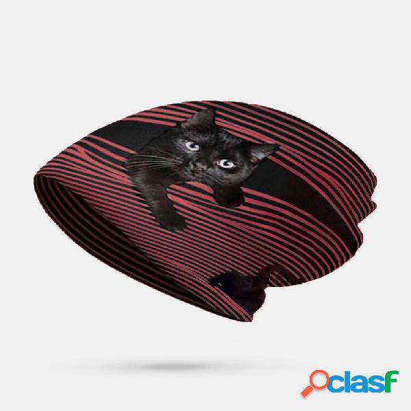 Mulher Plus Velvet Cat Print Stripe Padrão Soft