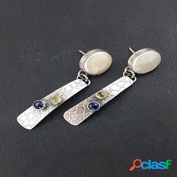 Vintage Pearl Shell Mulheres Brincos 925 Banhado a Prata
