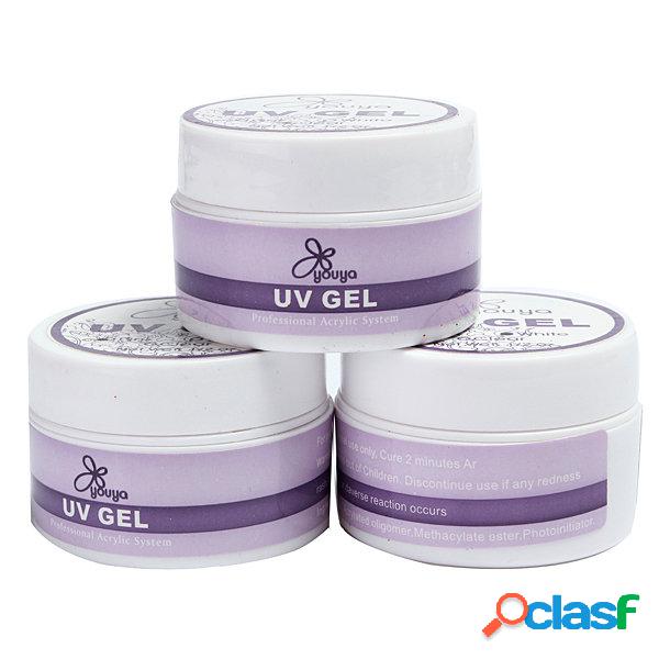 3 cores claro rosa branco unha arte acrílico UV gel