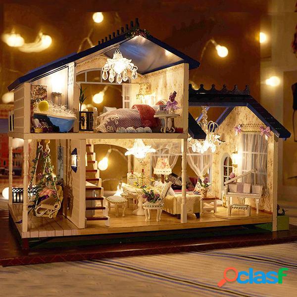 Luz LED em miniatura Provence Dollhouse DIY Kit Casa de