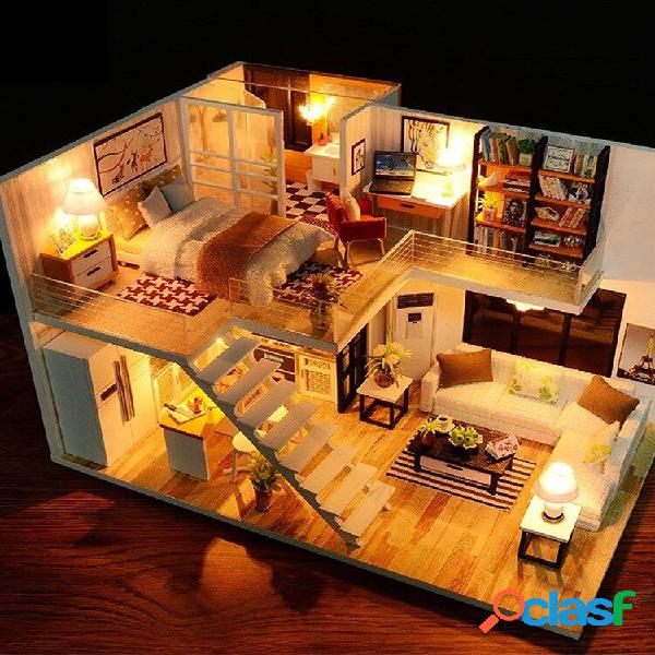 Montar DIY Brinquedo para Casa de Madeira Miniatura de