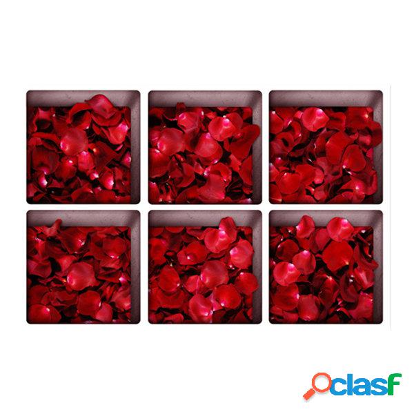 6Pcs 13x13cm Rose Folha Padrão 3D Anti Deslizamento