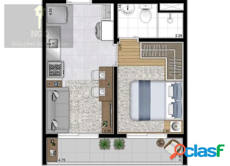 Apartamento com 1 quartos, 28m², à venda - Belenzinho -