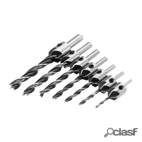 Drillpro 7 pcs HSS 5 Flauta Escareador Broca Set Reamer