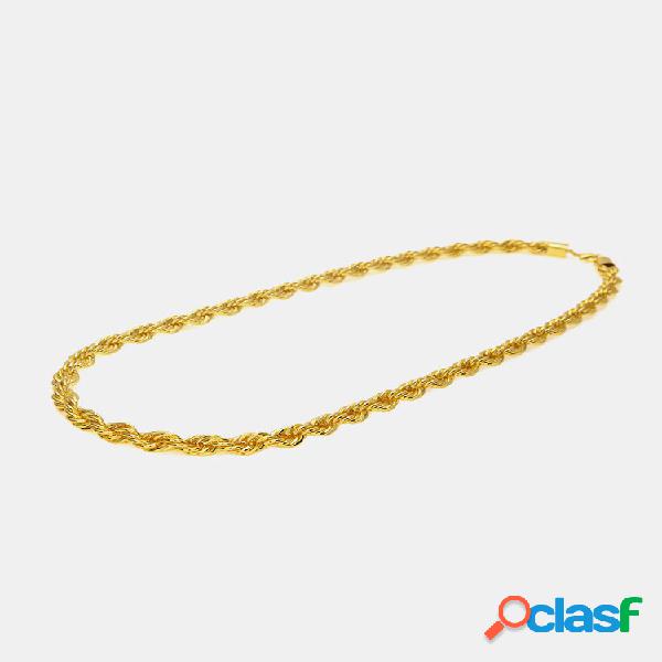 Trendy Hip Hop Galvanoplastia Twist Corrente Colar De Ferro