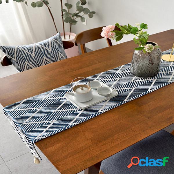 Triangle Padrão Algodão Corredor de Mesa Moderno Moda Onda