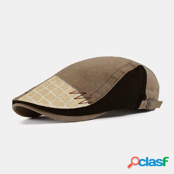 Collrown masculino algodão patchwork contraste cor costura