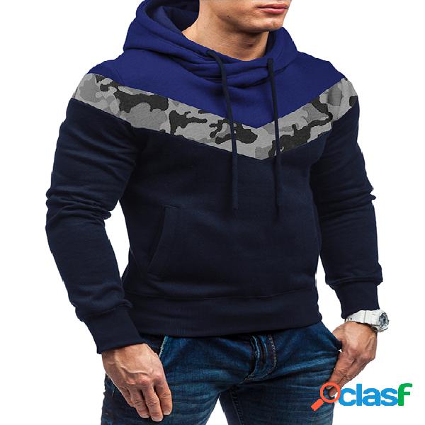 MODCHOK Casaco Masculino Camuflagem Color Block Moletom
