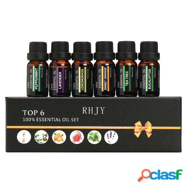 RHJY 6 Garrafas 10ml Pure Aromaterapia Natural Óleos