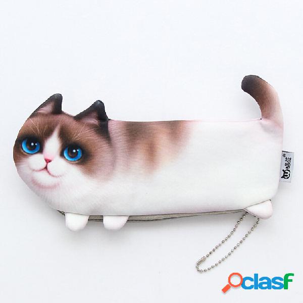 WAM PC-08 Simulação Cat Pencil Case School Artigos de